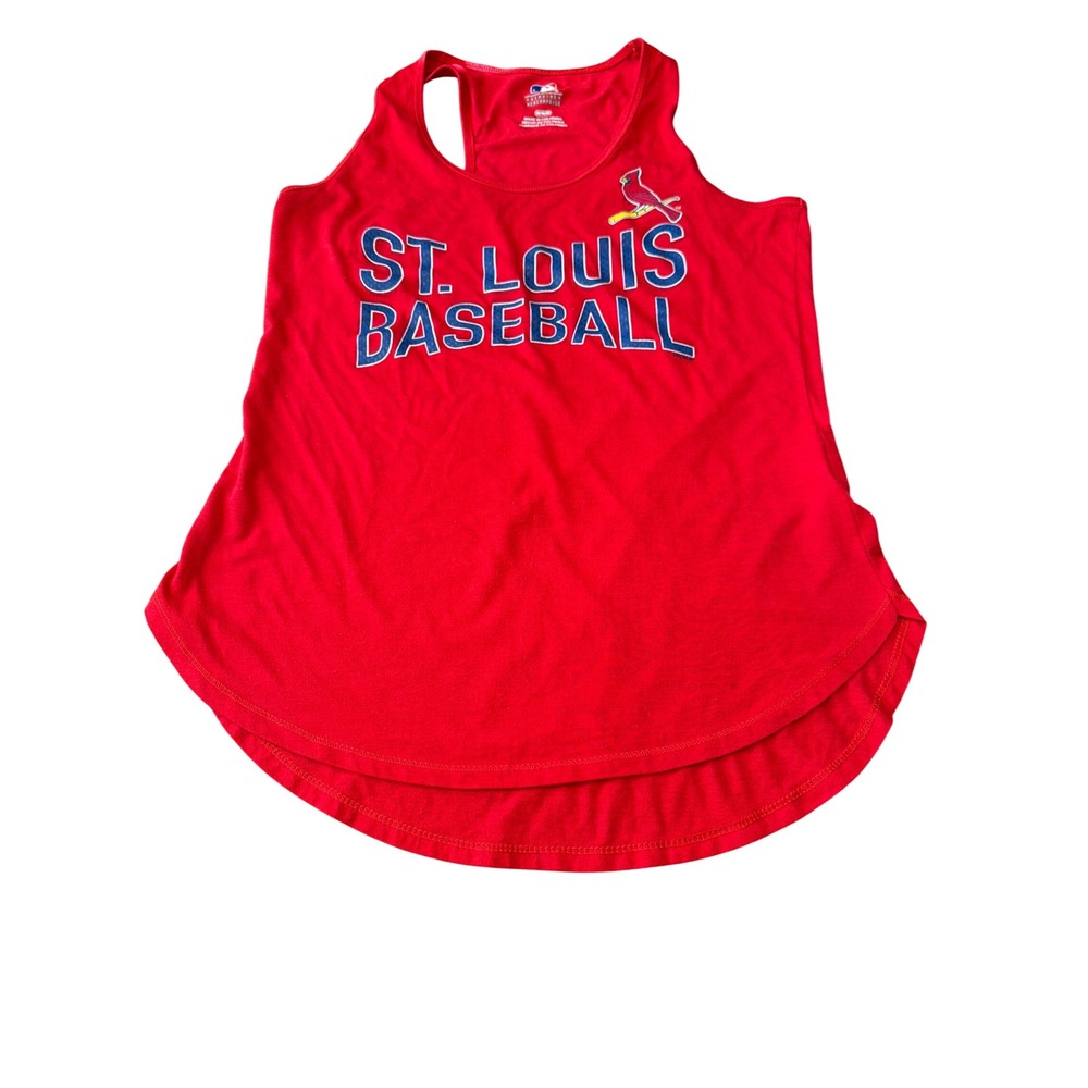 MLB St Louis Cardinals Baseball Tank Top Red Racerback High Low Hem Womens M